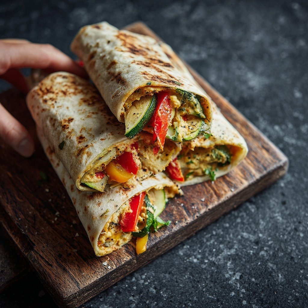Wraps mit Ofengemüse und Hummus