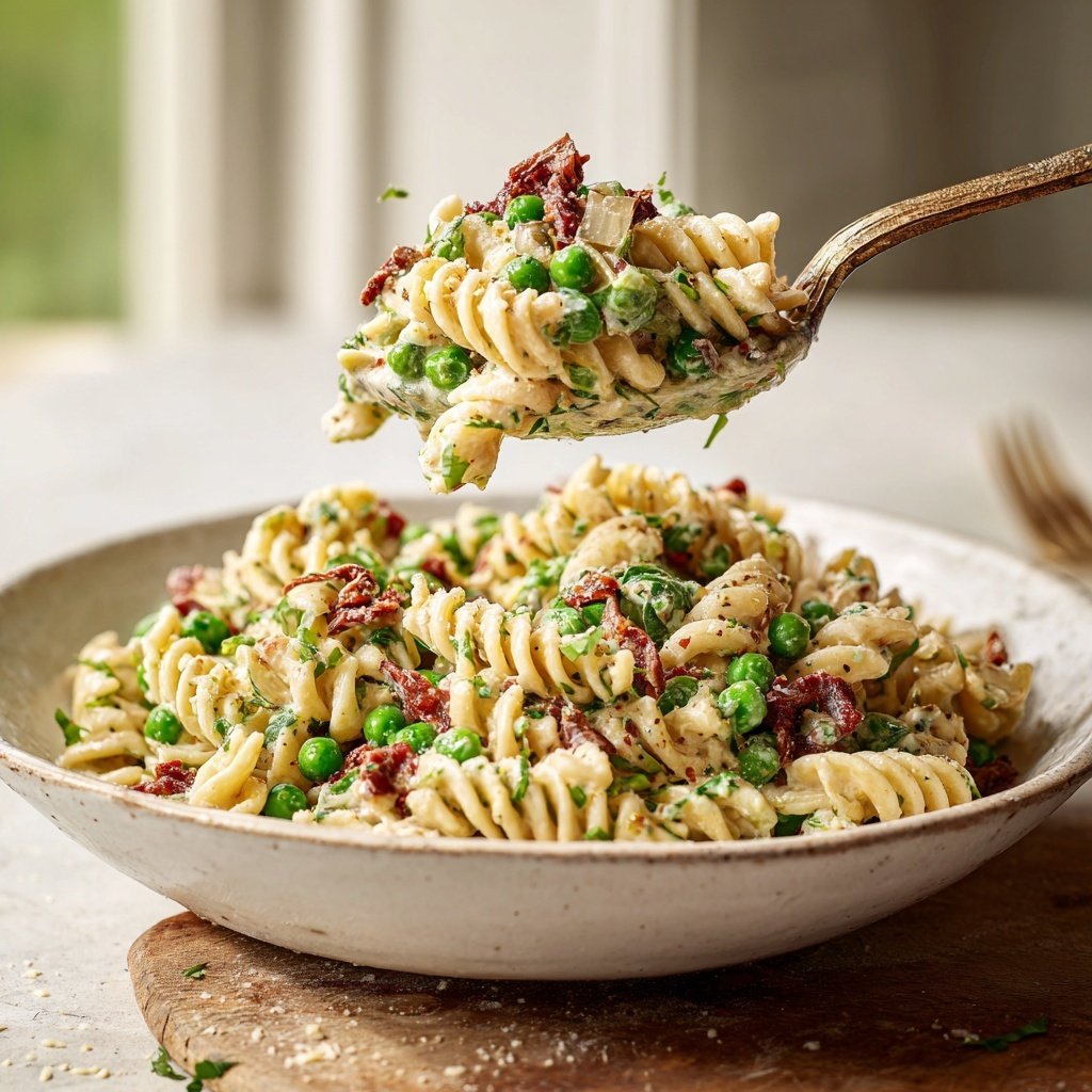 Mediterraner Nudelsalat Mit Erbsen