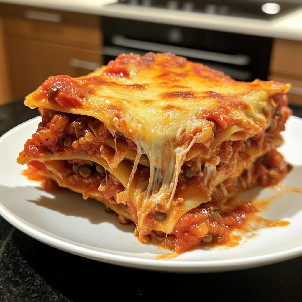 Lasagne mit Tomaten-Linsen-Sauce