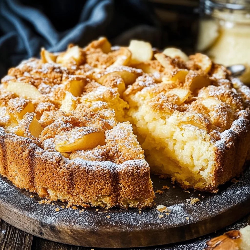 Apfelkuchen mit Rührteig und Pudding